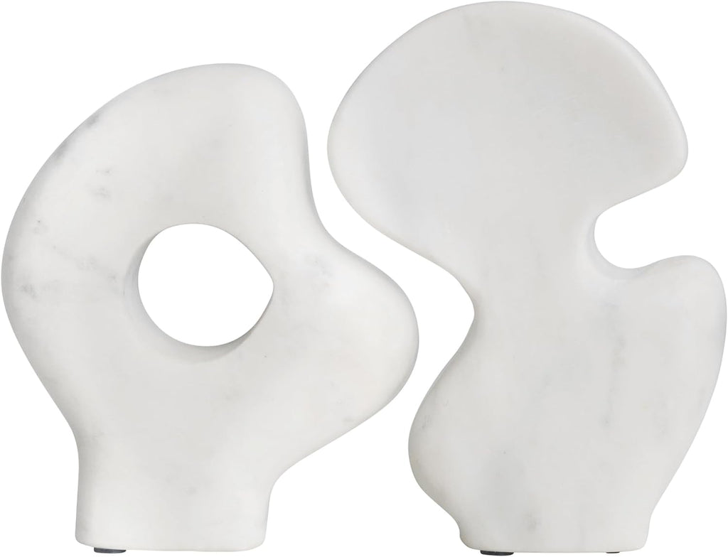 Decorative Abstract Marble Sculptures, Set of 2 Styles, White