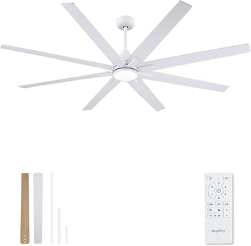 72 inch Large Ceiling Fans with Lights and Remote, Indoor/Outdoor White Ceiling Fan
