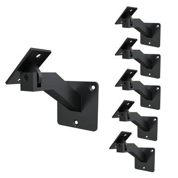 Adjustable Handrail Brackets - Heavy Duty Stair Railing Brackets with Screws, Black Carbon Steel, Wall Mounted for