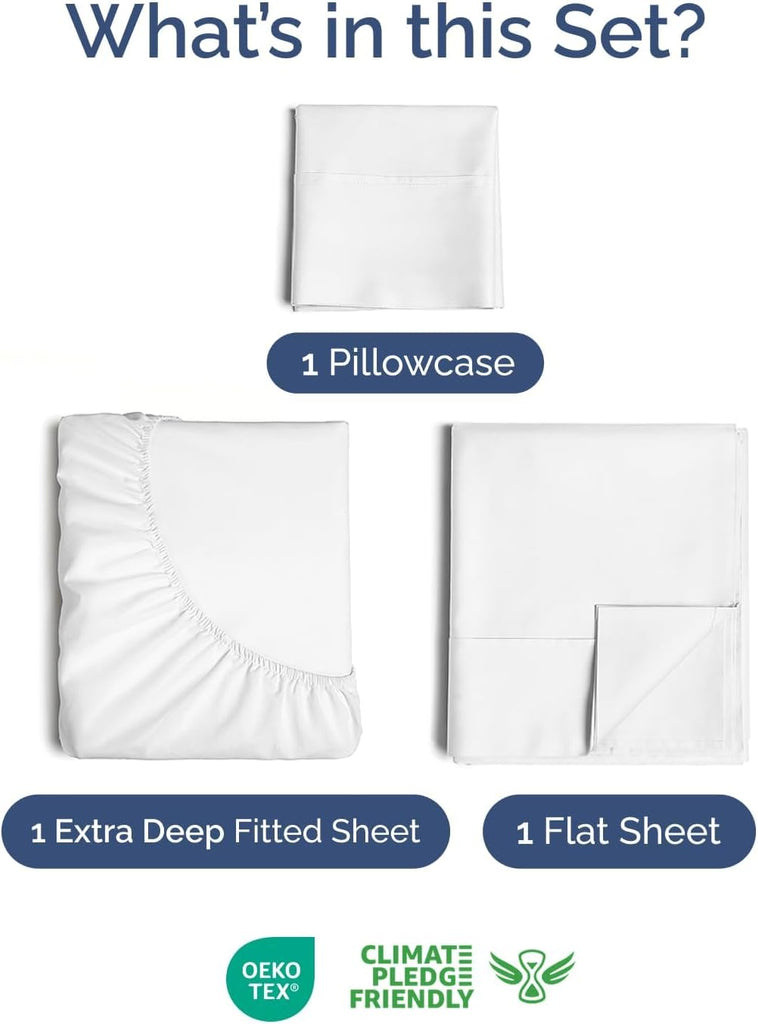 Extra Deep King Sheet Set - 4 Piece Breathable & Cooling Bed Sheets - White