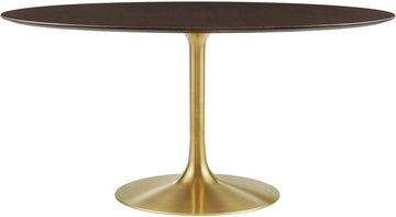 Inspired Saarinen Style Tulip Oval Pedestal Dining Table — Gold Cherry Walnut, 60″ Oval