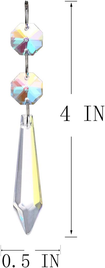 20 Pcs 55mm Aurora Crystal Icicle Prisms Chandelier Decor Sun Catchers - Aurora Crystal Icicle Prisms Pendants