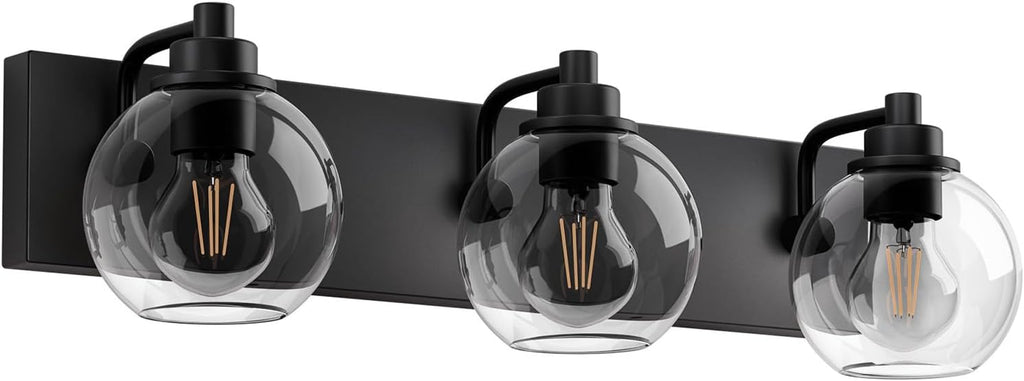 Bathroom Light Fixtures-Matte Black Vanity Lights , Modern Black Vanity Lights 3-Light Bathrooms Lighting Fixtures