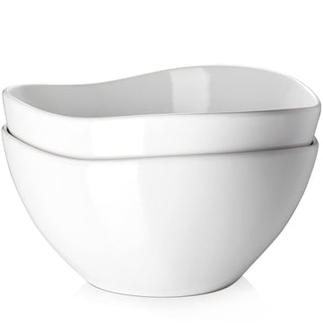 Large Mixing Bowls, Ceramic Serving Bowls, 3.2 Quart Deep Salad Bowls, 105 Oz White Fruit Bowls for Modern Home, Set
