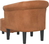 Modern Lounge Chair and Ottoman — Brown Faux Leather