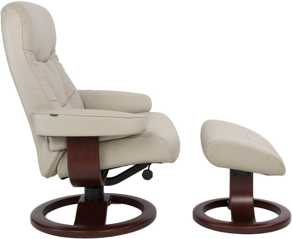 Modern Reclining Swivel Lounge Chair and Ottoman — Leather