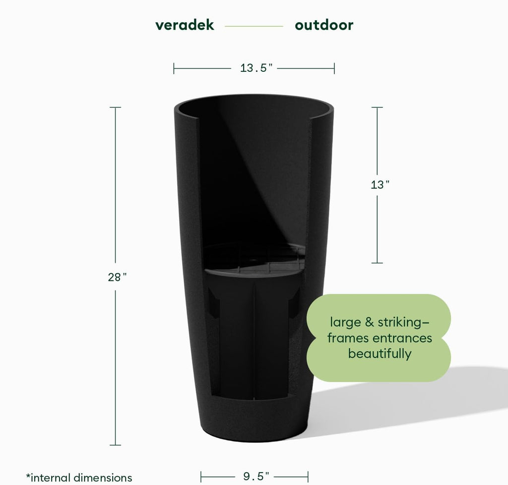 Mason Series Vega Planter - Tall Round Outdoor Planter with Shelf | Made From a Durable Plastic-Stone Composite
