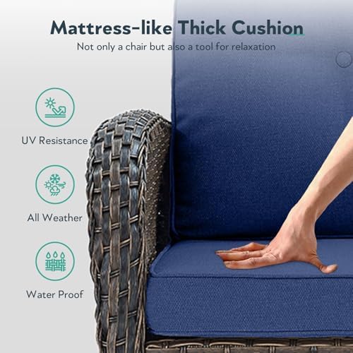 Wicker Outdoor Patio Furniture Set - Swivel | Brown All-Weather Resistant for Backyard, Garden & Porch
