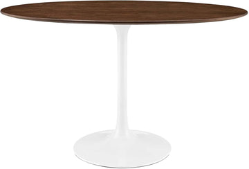 Inspired Saarinen Style Tulip Oval Pedestal Dining Table — Walnut, 48″ Oval