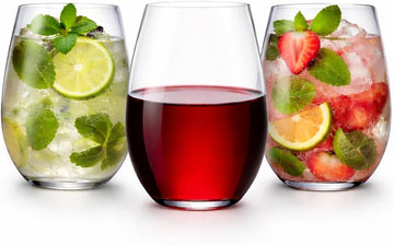48 piece 10 Ounce Stemless Unbreakable Plastic Wine Glasses Small Size Cups (10 Ounces)