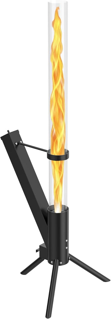 Outdoor Wood Pellet Fire Pit - Decorative Glass Tube Torch with Spiral Flame