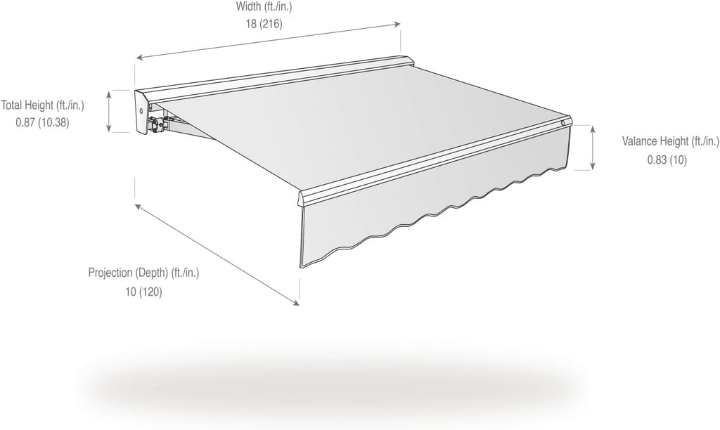 18' Destin Right Motor (18' x 10') Retractable Patio Awning, Linen