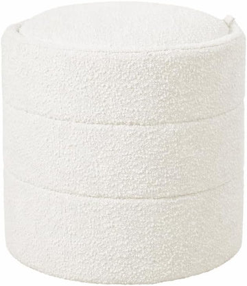 18" Storage Round Ottoman - Cream Boucle