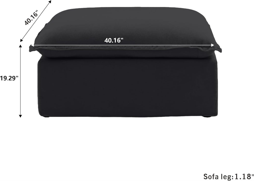Ottoman Module for Living Room, Storage Ottoman, Cushion Covers Removable, Minimalist Comfy Breathable Footstool Paired with Sofa Couch for Living Room Apartment, Black