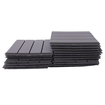 22 Pack Wood Plastic Composite Patio Deck Tiles, 12"x12" Waterproof Indoor Outdoor Flooring Patio Floor Decking Tiles