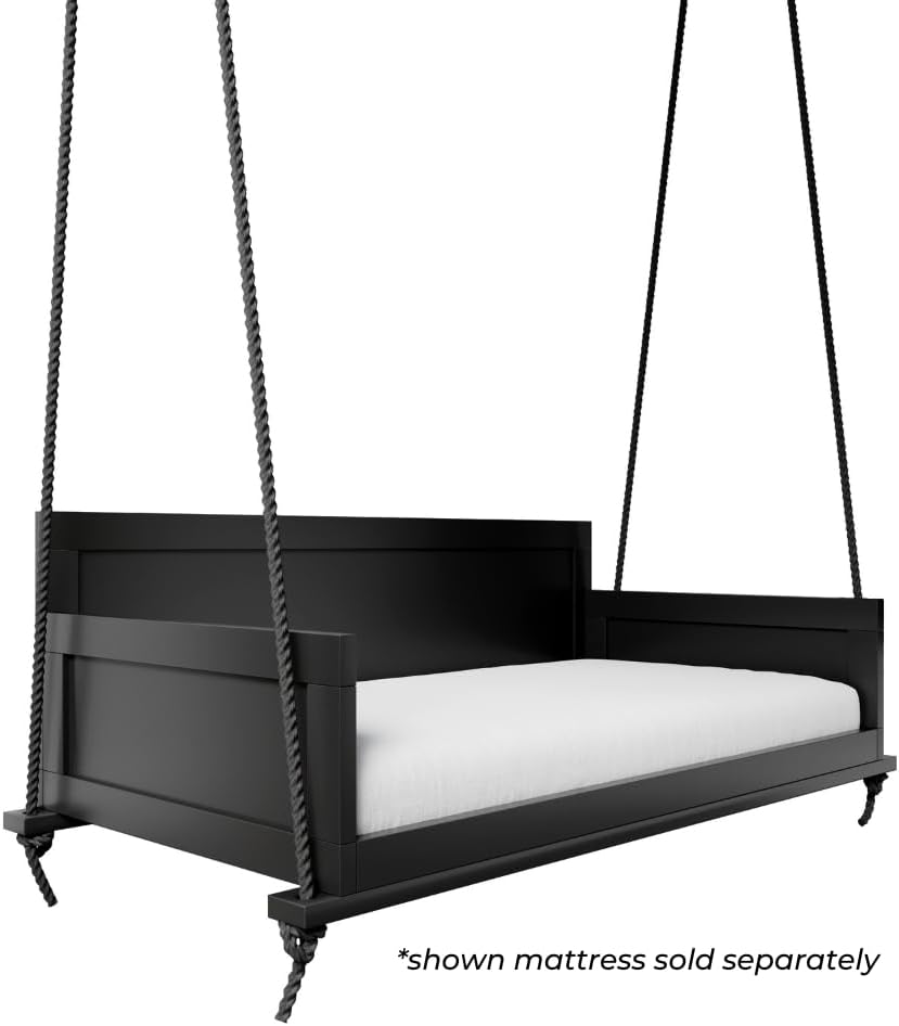 Casual The Philly Amish Crafted 5 Foot Porch Swing Bed in Black, Daybed Swing Made in The USA from Kiln Dried Pine