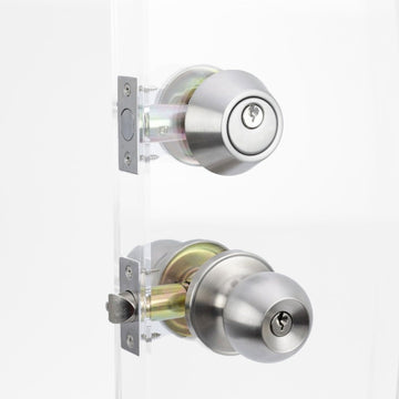 Keyed Alike Entry Door Knob and Deadbolt Set, Satin Stainless Steel