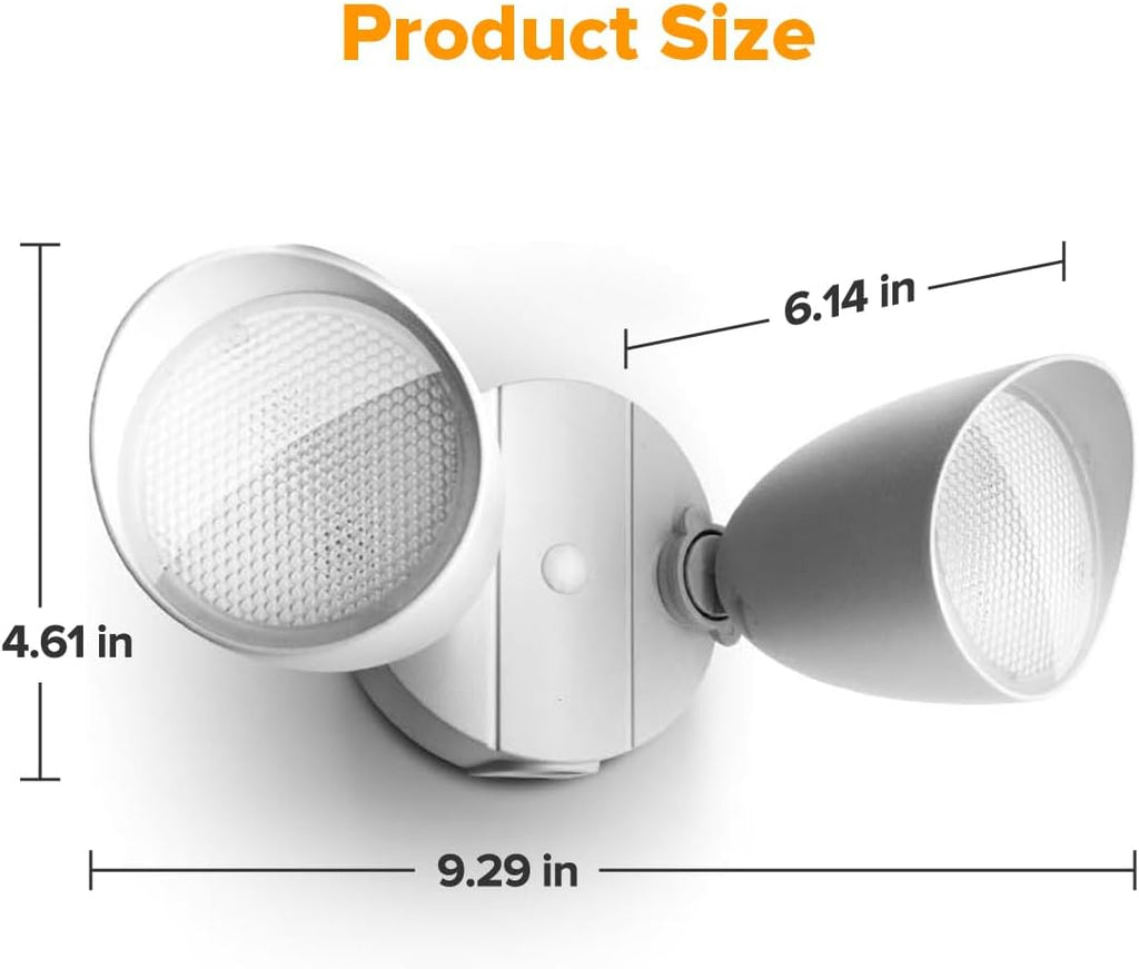 6222W 3500 Lumen 32 Watt 28 LED Dual-Head Floodlight Outdoor, Full Metal Design, Waterproof Exterior Security Wall