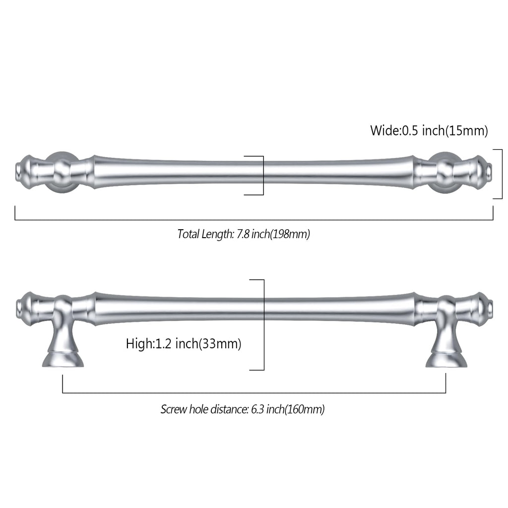 10 Pack 6.3 Inch(160mm) Polished Chrome Kitchen Cabinet Handles, Cabinet Pulls Kitchen Cabinet Hardware for Cupboard