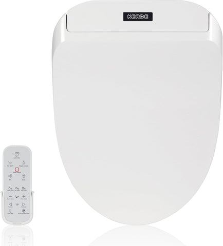 Electric Elongated Bidet Toilet Seat with Endless Warm Water, Front and Rear Wash, LED Light, Quiet Operation, Wireless Remote, Existing Toilet Compatible