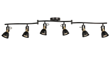 6 Light Foldable Track Lighting Kit,Matt Black Brass Finish Adjustable with Moden Ceiling Flush Mount Spotlight