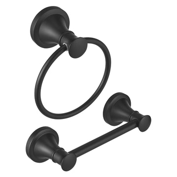 Pivoting Toilet Paper Holder and Hand Towel Ring, Matte Black