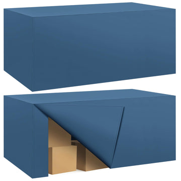 2 Pack Fitted Tablecloth for 8 Foot Rectangle 96 x 30 Inch Mediterranean Blue Table Covers Water Resistant Polyester