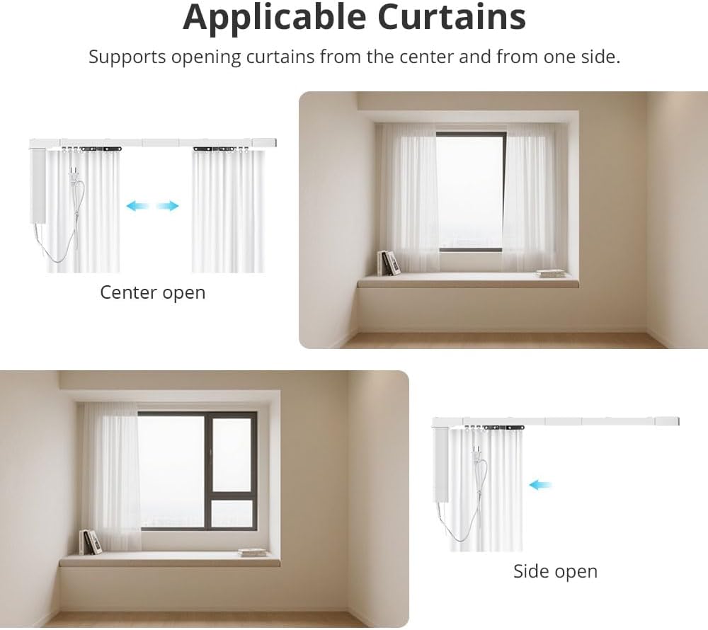 WiFi Smart Curtain Track, Electric Curtains with Remote Compatible with Alexa & Google Home, Tuya App Control