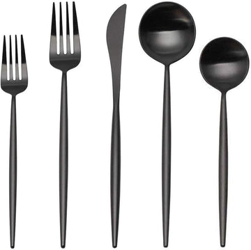 Matte Black Silverware Set, 30-Piece Stainless Steel Satin Finish Flatware Service for 6, Kitchen Utensils
