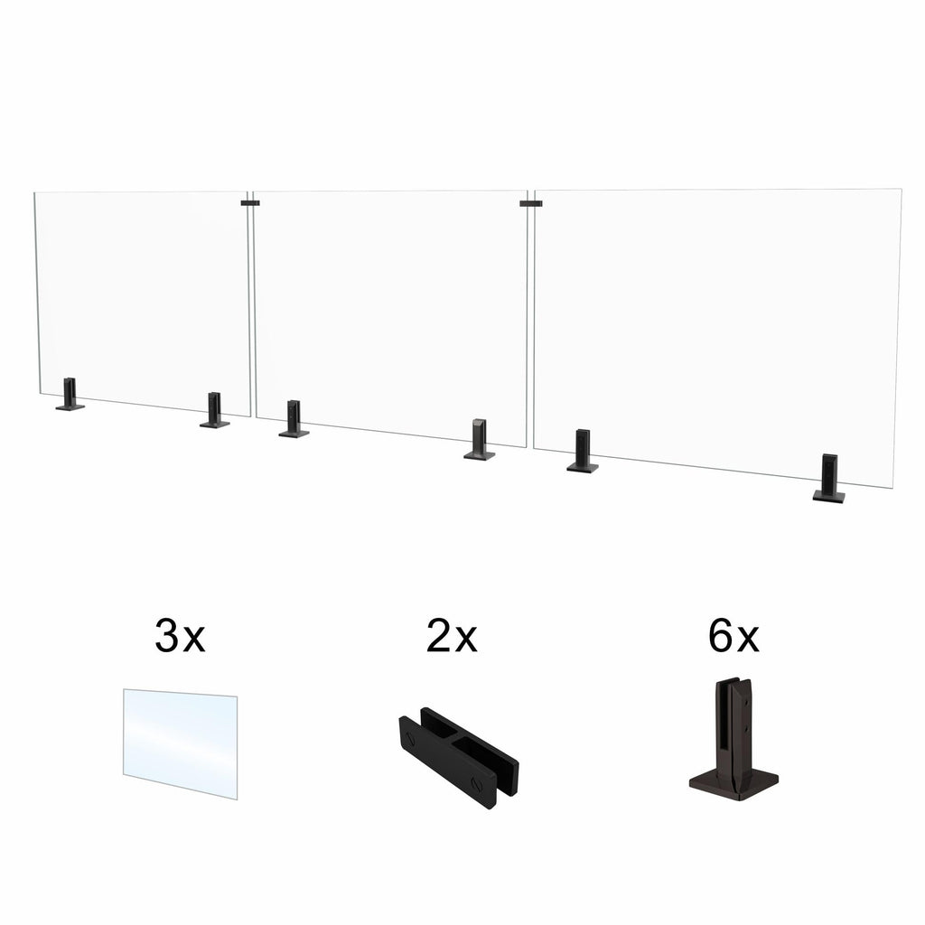 2 Panel Deck Railing Kit, 118-121" W X 44" H Glass Railing System