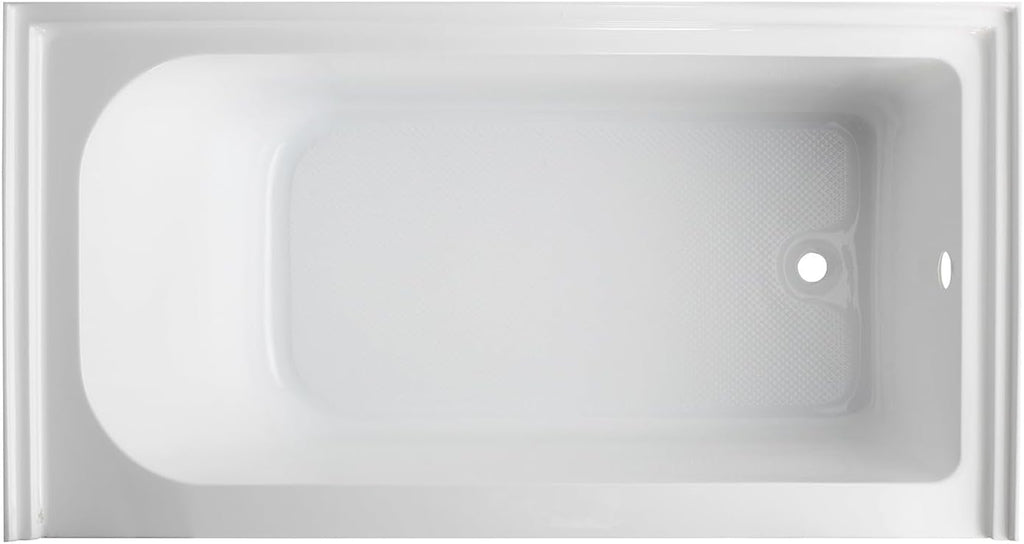 VTAP6032R21A 60-Inch Anti-Skid Acrylic 3-Wall Alcove Tub with Right Hand Drain Hole, White