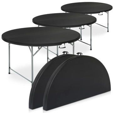 5Ft 5-Piece Folding Table Set (Black - 5 Pack, 5ft)