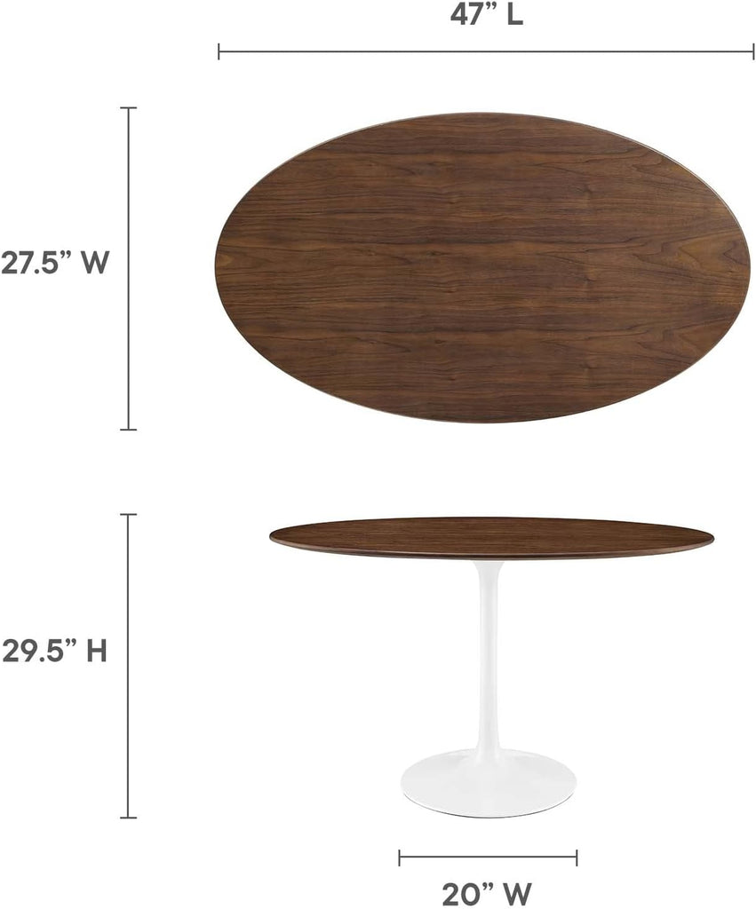 Inspired Saarinen Style Tulip Oval Pedestal Dining Table — Walnut, 48″ Oval