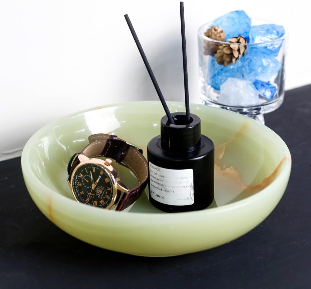 Luxury Decorative Marble Bowl Decoration, Green Onyx Key Bowl Table, Catchall for Coins, Change, Candy, Organizer
