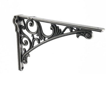 Decorative Shelf Bracket 8 inch, Rustic Antique Silver Brackets for Shelving, Heavy Duty Vintage, DIY Projects