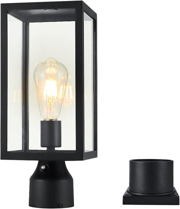 Large 15 inch Dusk to Dawn Outdoor Post Light,Waterproof Cast Aluminium Lamp Post Light Fixture
