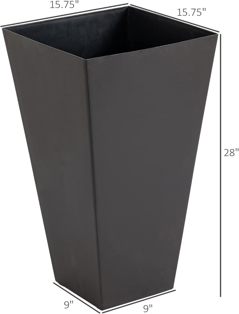 Set of 3 Tall Planters for Outdoor Plants, 28'' Modern Large Outdoor Planters with Drainage,Planter Pots Front Porch