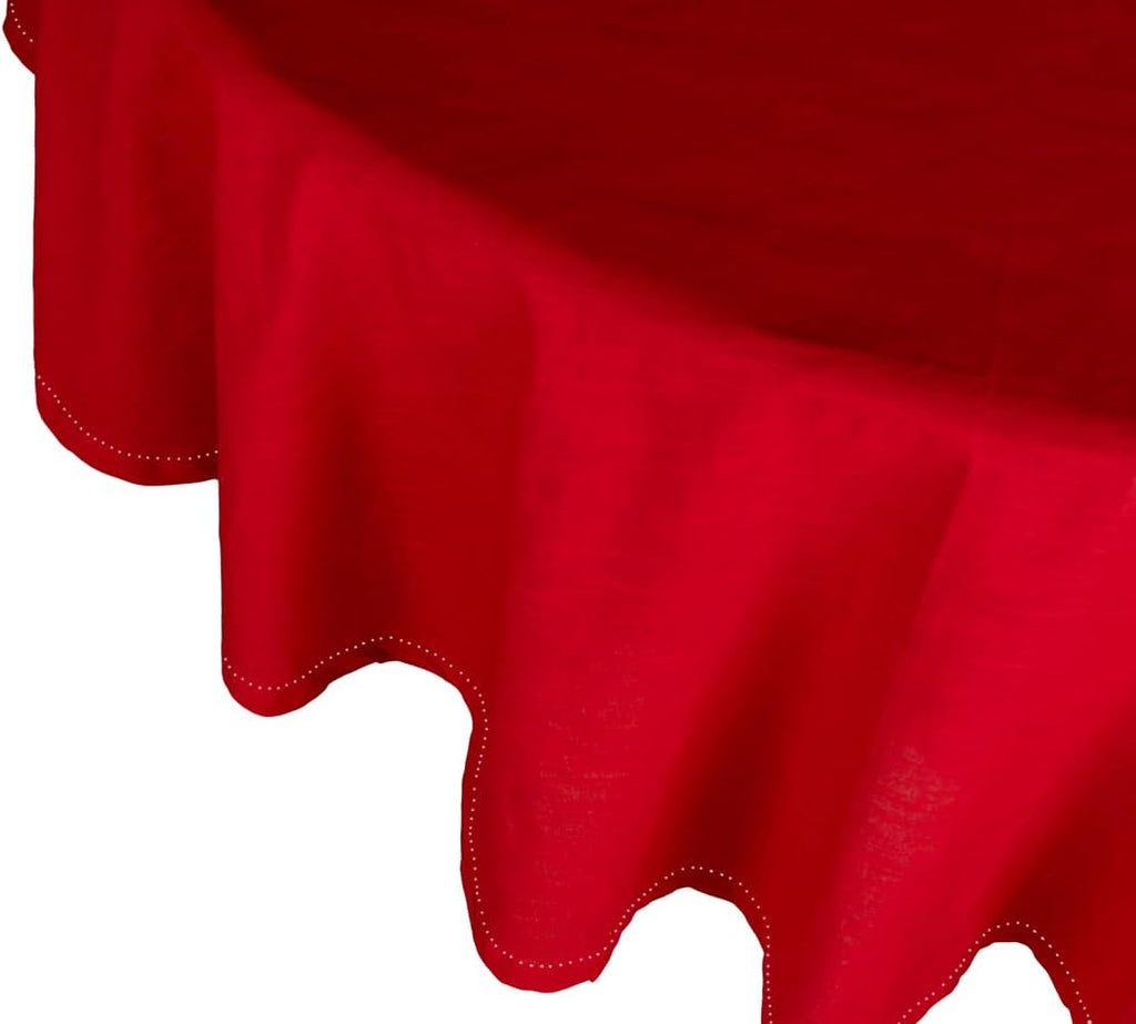 Red Round Tablecloth 60 inch, 100% Cotton, Hemstitch Tablecloths, Farmhouse Tablecloths, Wedding Out