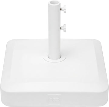 55lb Fillable Umbrella Base Stand, Plastic Patio Umbrella Stand with Pole Holder, Adjustment Knob Asscher Design - White