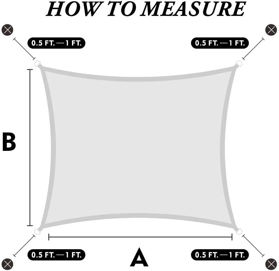 24' x 31 Grey Rectangle Square Super Ring Sun Shade Sail Order to Make Canopy Awning RSTAWS, 260 GSM Heavy Duty & 98%