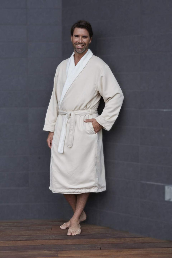 Unisex Spa Microfiber Shimmer Lined Shawl Collar Robe