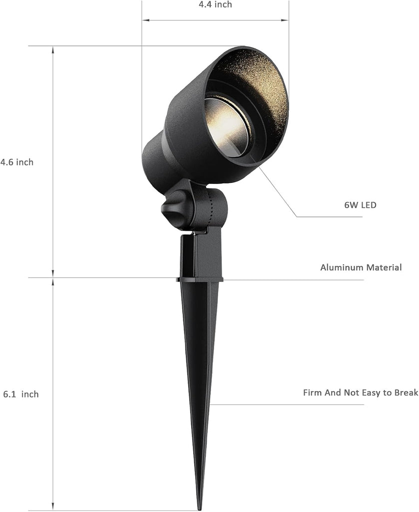 LED Floodlight Low Voltage Landscape Lighting Outdoor Spotlight for Walls Trees Flags Decorative Light, 6 Watt 12V AC