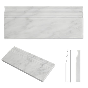 4 Pack White Marble Baseboard Trim Molding 5"x12" Polished