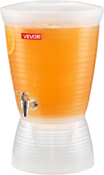 Beverage Dispenser, 2.64 Gallon Drink Dispenser for Parties, Plastic Juice Dispensers with Spigot Ice Chamber, Iced