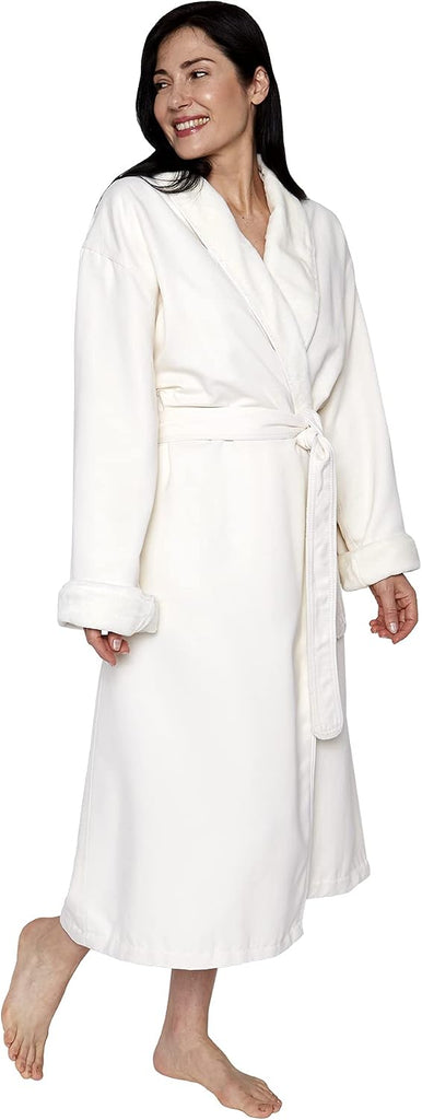 Unisex Spa Microfiber Shimmer Lined Shawl Collar Robe