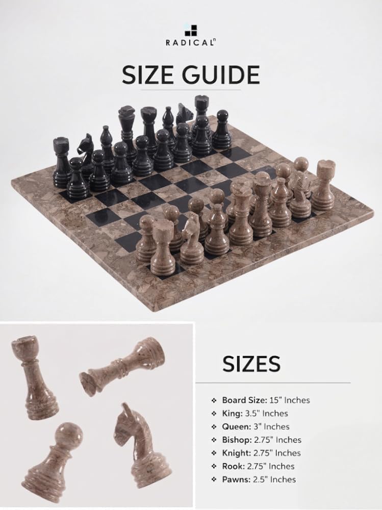 Marble Chess Set 15" - Handmade Luxury Chess Board Game Adults