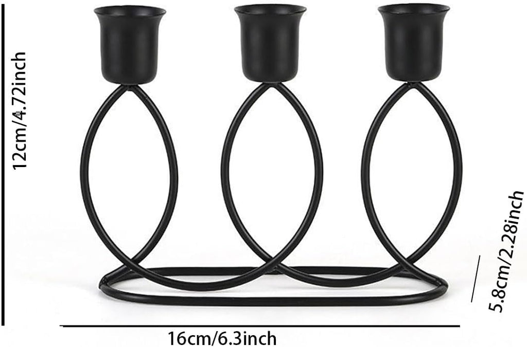 Black Candelabra Metal Candle Holders - 3 Arm Candlestick Holder for Theme Party Table Centerpiece Decoration Dining