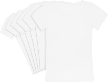 Girls Undershirts 6 Pack Soft Cotton Crew Neck Tee