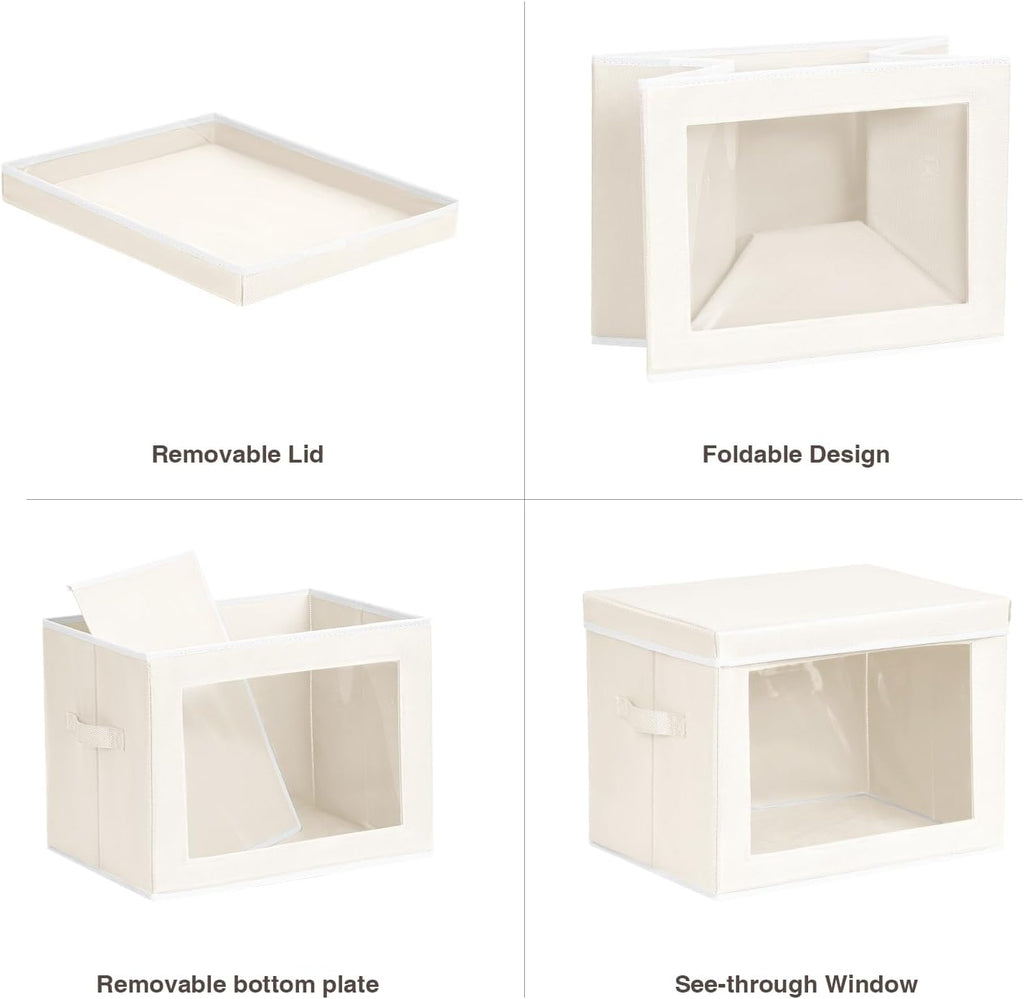 Fabric Storage Bins with Lids, Decorative Storage Boxes, Closet Storage Bins with Window, Storage Baskets for Closet