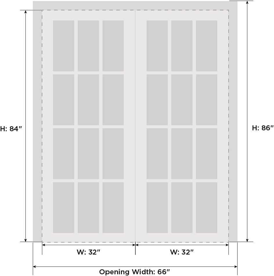 Lucia 22 | Double Swing Interior French Doors with Glass, Solid Wood, Hardware Included, 64x84, Whit